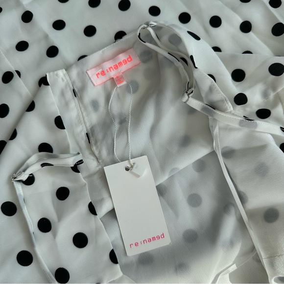 NEW Re:named Polka Dot Tie Front Mini Dress - Picture 6 of 8